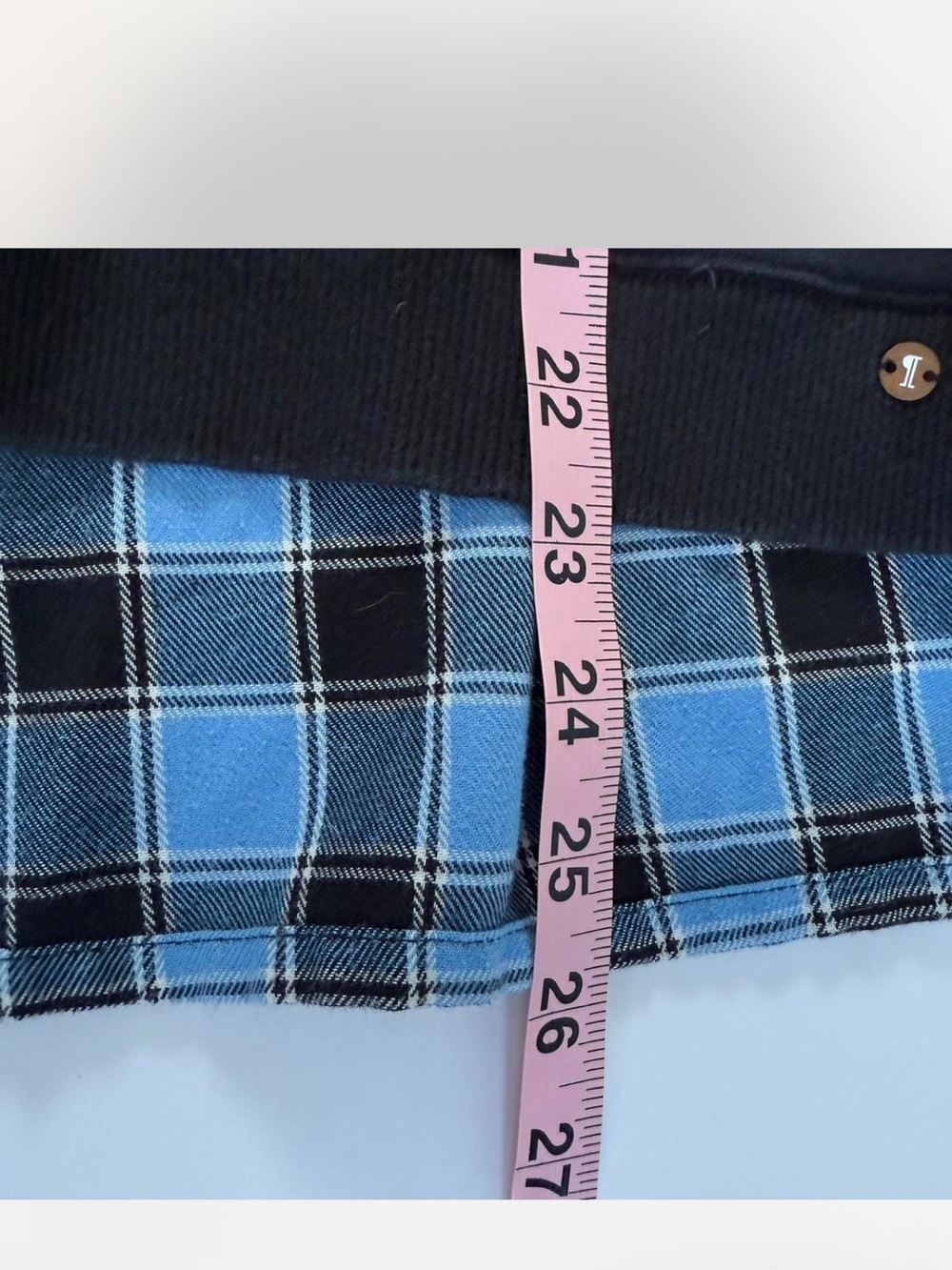 Anthropologie Pilcro Contrast Flannel Pullover Sweatshirt Blue Plaid Size Large - Picture 5 of 7